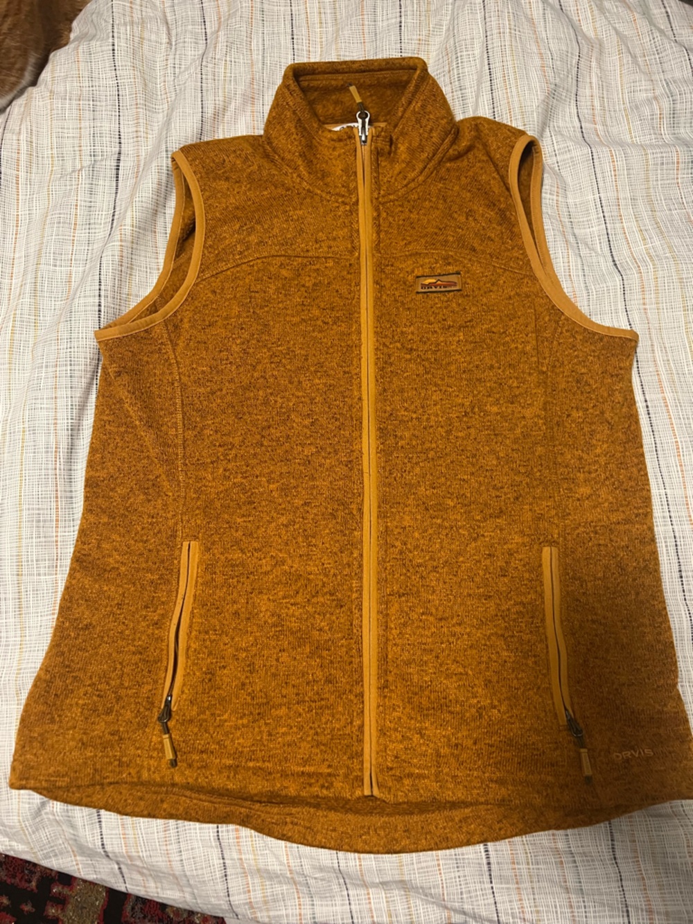 Orvis mustard yellow fleece zip up vest